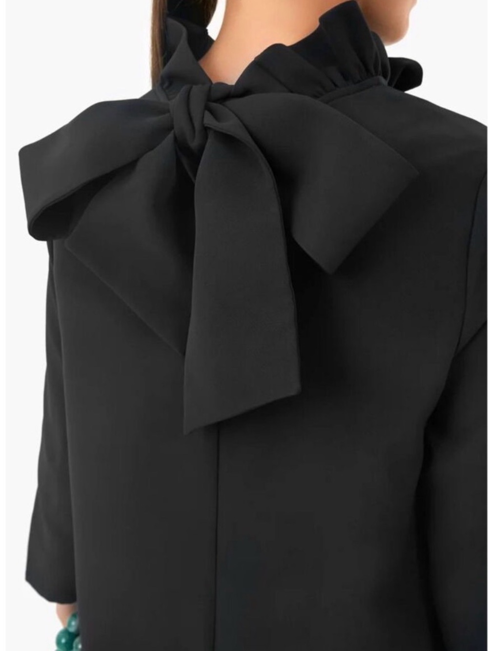 Tuckernuck Black Ruffle-Neck Bow-Shoulder Long-Sleeve Dress - Picture 2 of 9